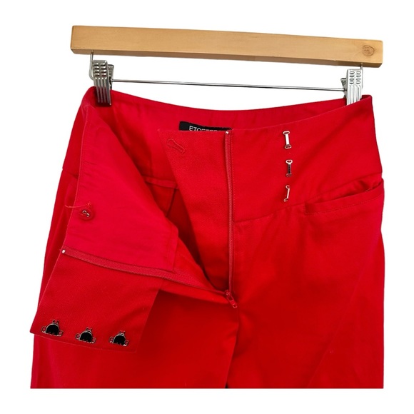 Etcetera Red Two Piece Pant Suit Jacket Full Zip Cotton Spandex Career Size 0 - Picture 11 of 16